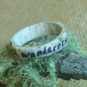 Wanderer. Hand carved antler ring.